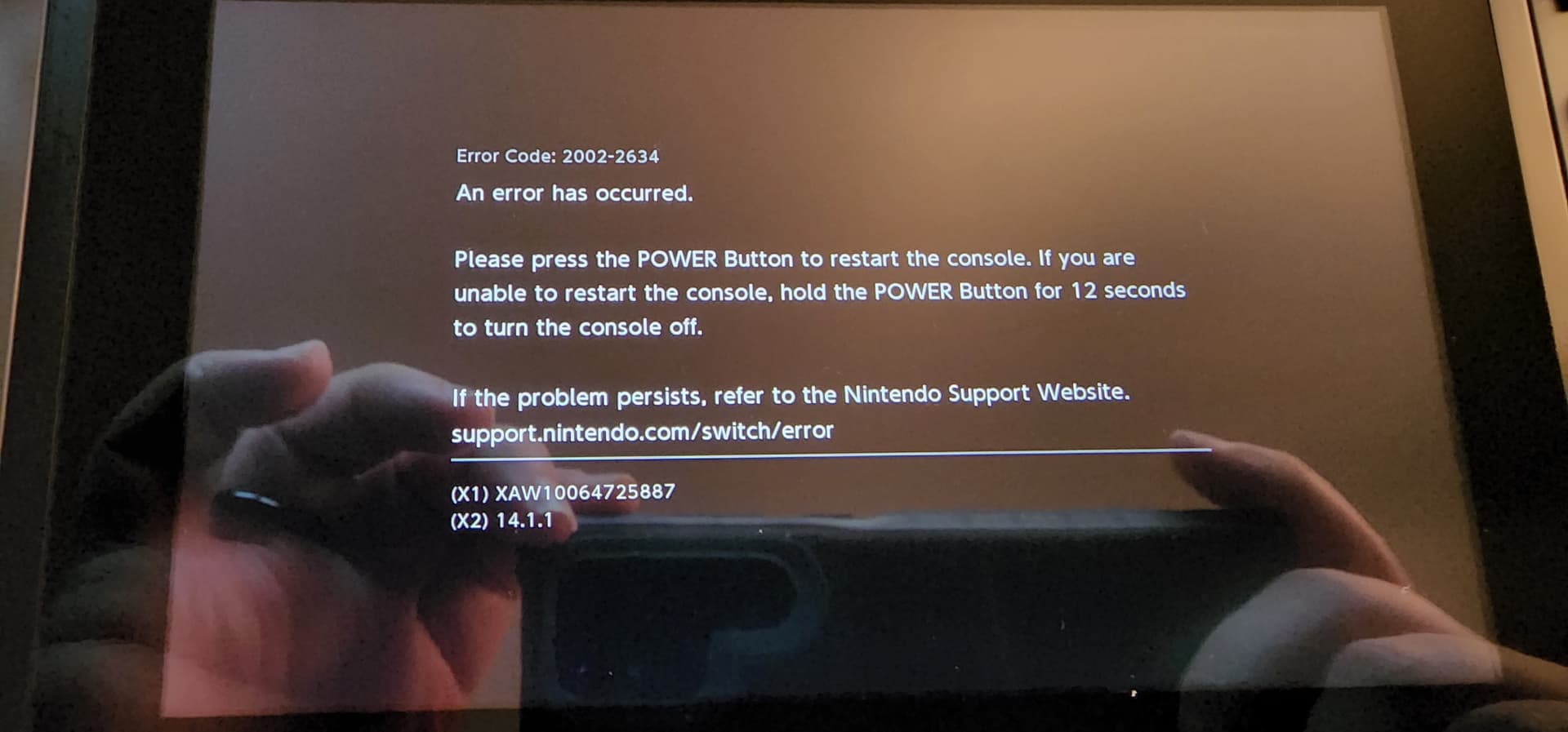 Error 20022634 when inserting game Nintendo Switch TronicsFix