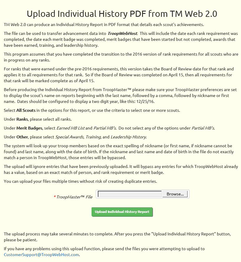 TroopWebHost July 2017 Enhancements
