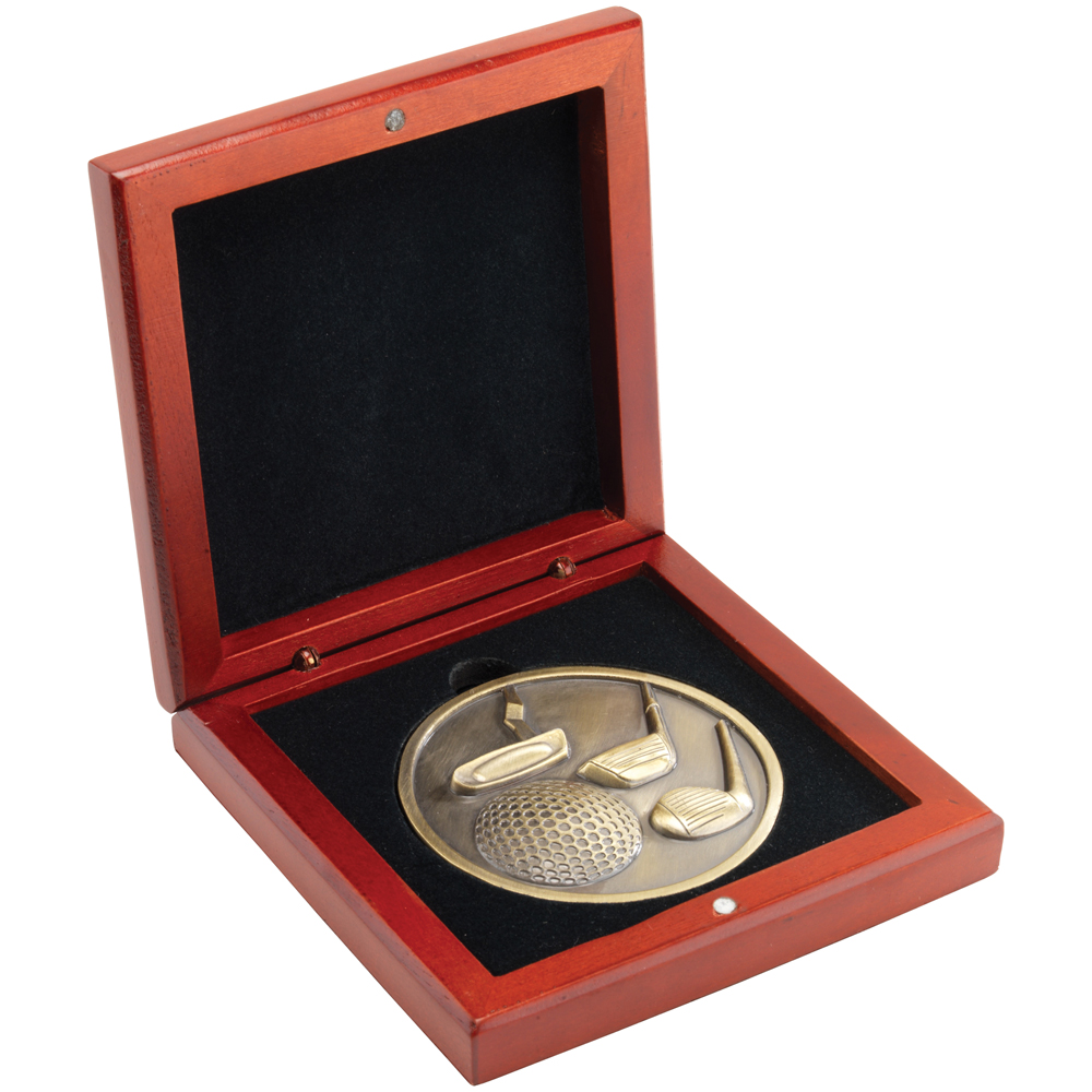4.25" Wooden Medal Box with Recess Trophy Boss