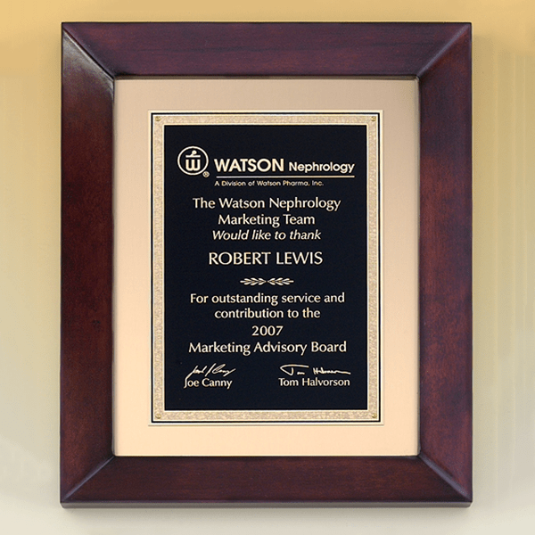 Cherry Finish Wood Frame Plaque Trophy Factory Plus Deland, Florida