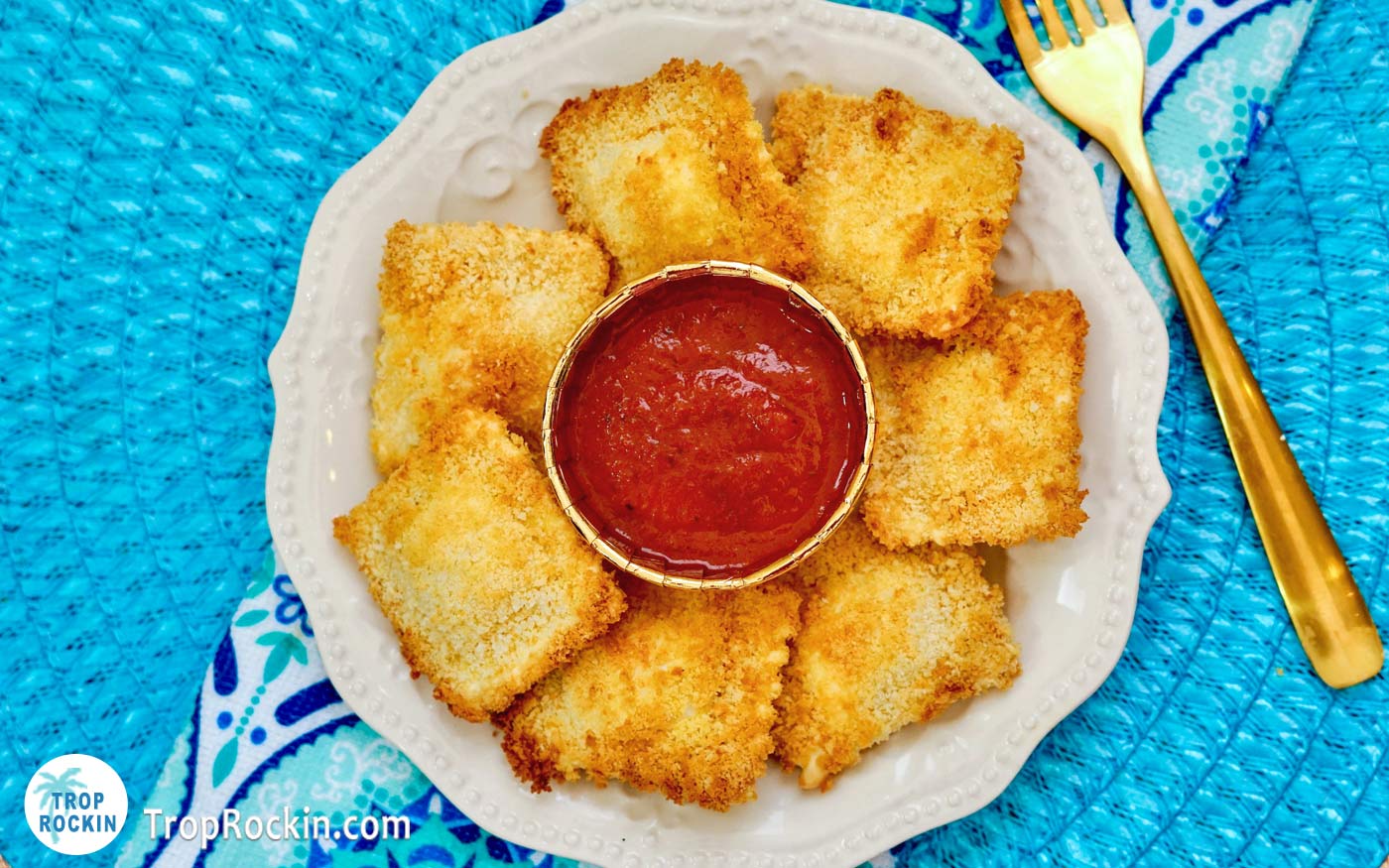 Air Fryer Frozen Toasted Ravioli Trop Rockin