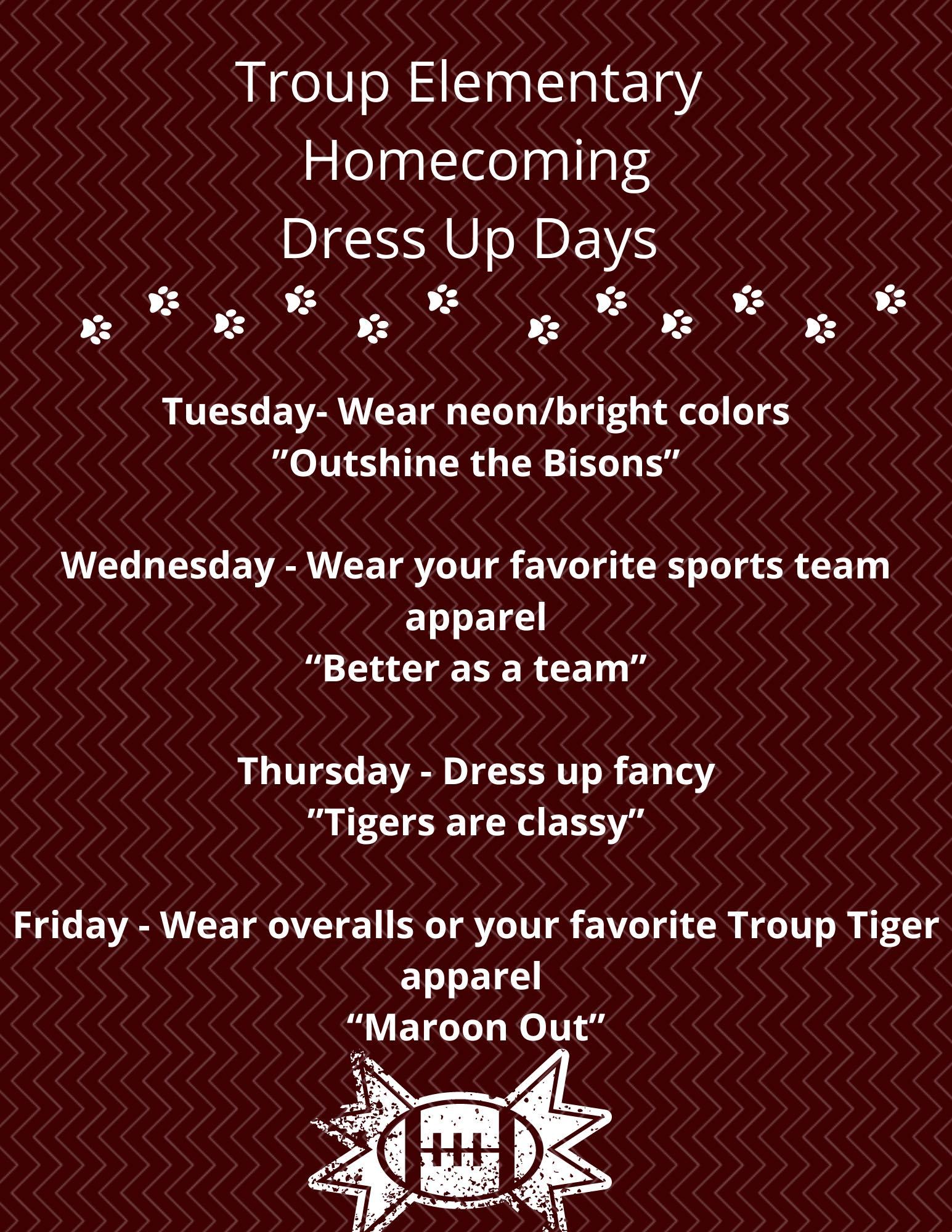 Dress Up Days & Activities Troup ISD