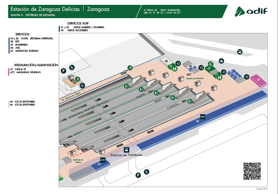 Estación de tren y AVE Zaragoza Delicias. Como llegar, teléfonos y
