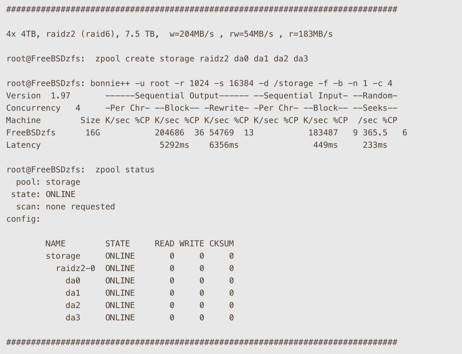 Raidz1 4x4TB HDD zfs pool write speed is low (lower than 7MB/s