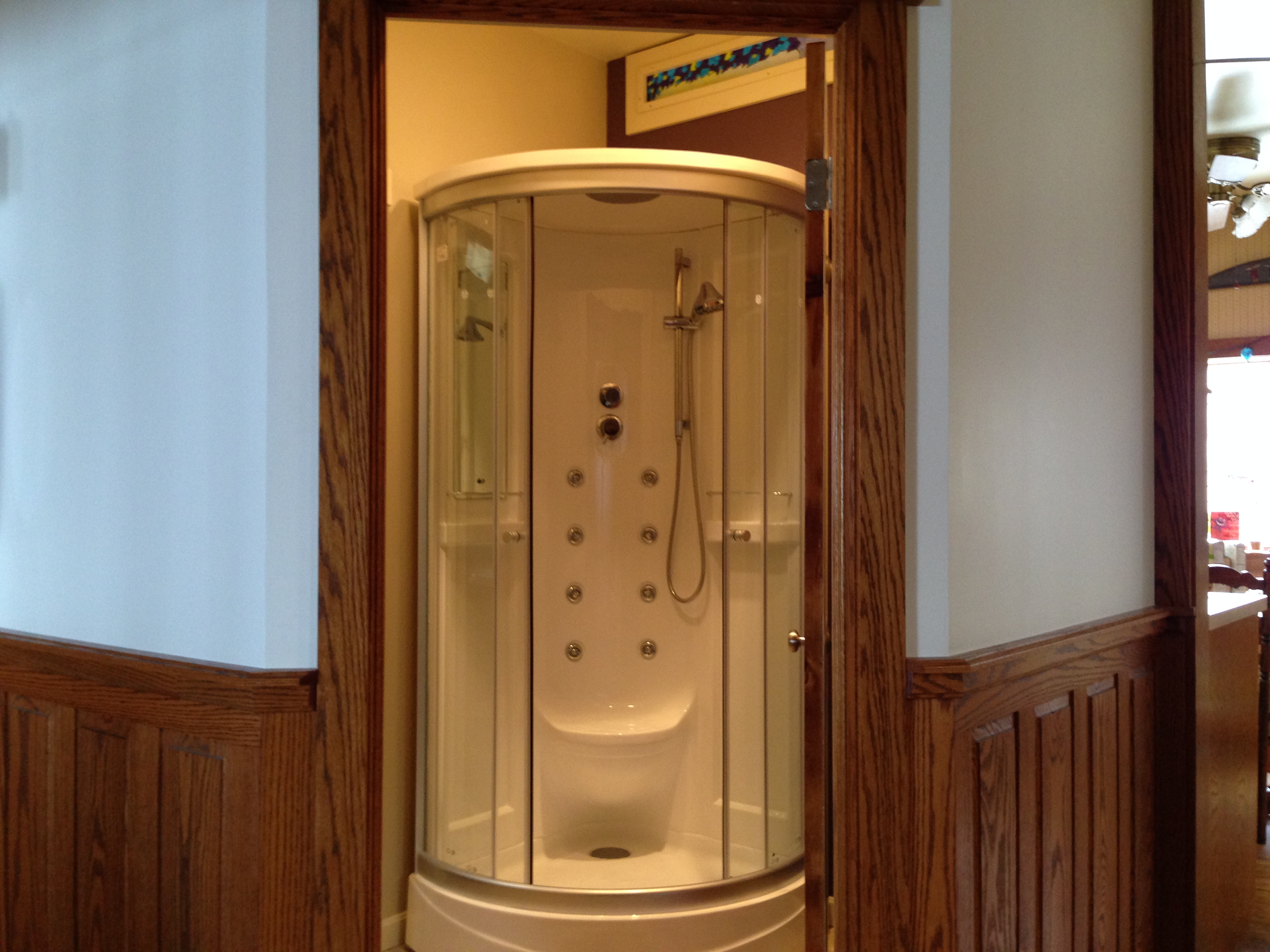 Our steamy hydrotherapy shower is sure to help you relax...