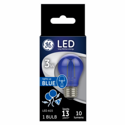 LED Party Light Bulb, A15, Blue, Soft White, 50 Lumens, 3 Watt - True