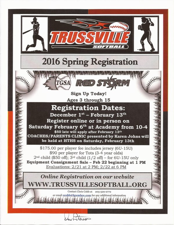 Trussville Girls Softball Association opens registration The