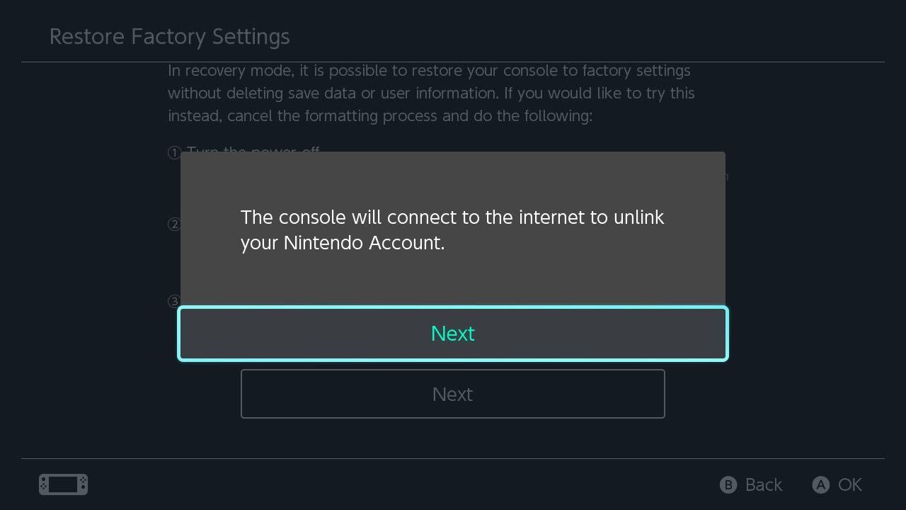 How to reset a Nintendo Switch console