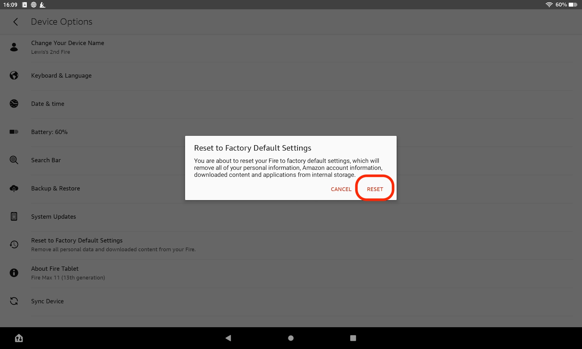 Como redefinir um tablet Amazon Fire Tecno Mundo