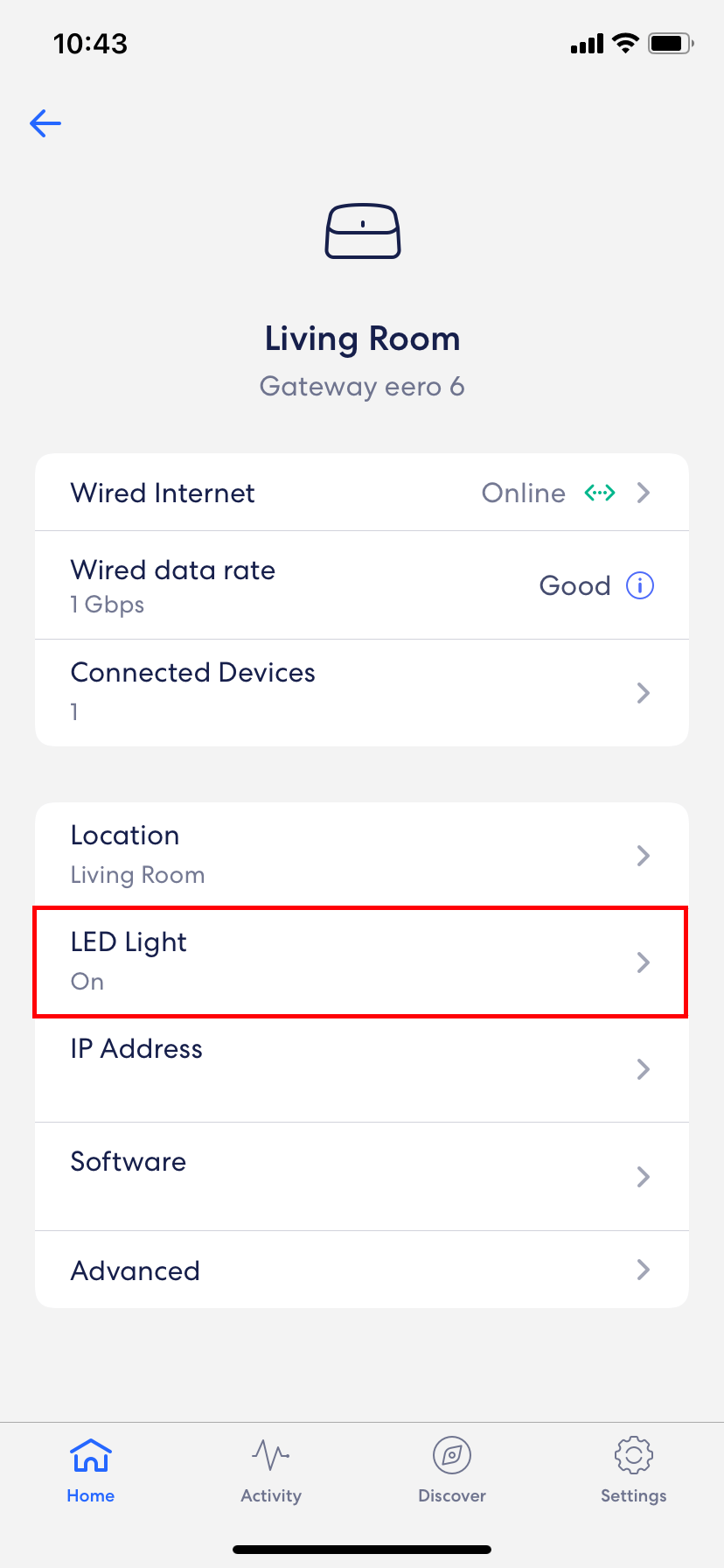 Answer Detail Manage eero LED lights