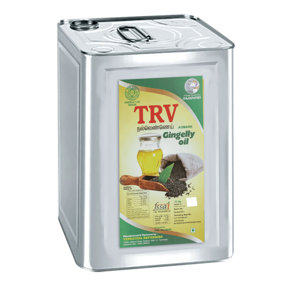 TRV CHEKKU Gingelly Oil 15 Kg Tin Gajapathy Oil