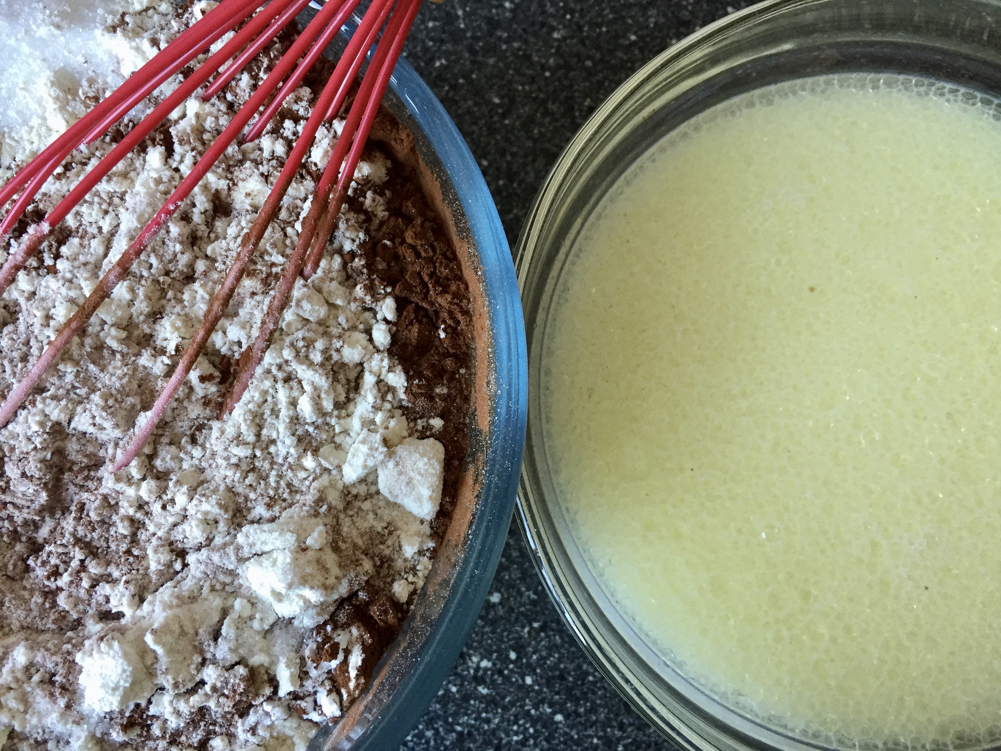 mix dry and wet ingredients