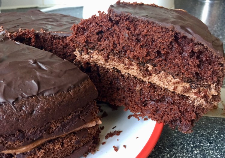 vegan chocolate cake slice