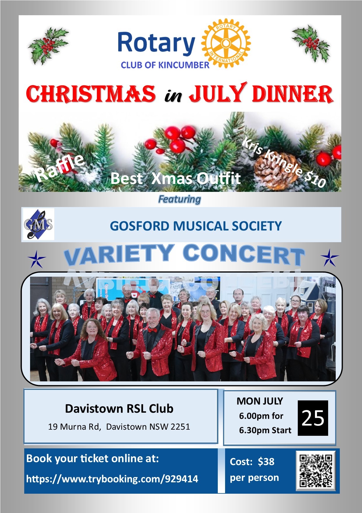 2024 Christmas Event Rsl Rotary Christmas in July Dinner Tickets, Davistown RSL Club, DAVISTOWN