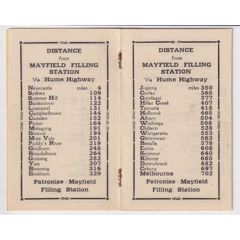 (TY1268) NEW SOUTH WALES · 1936 small booklet DISTANCES FROM MAYFIELD