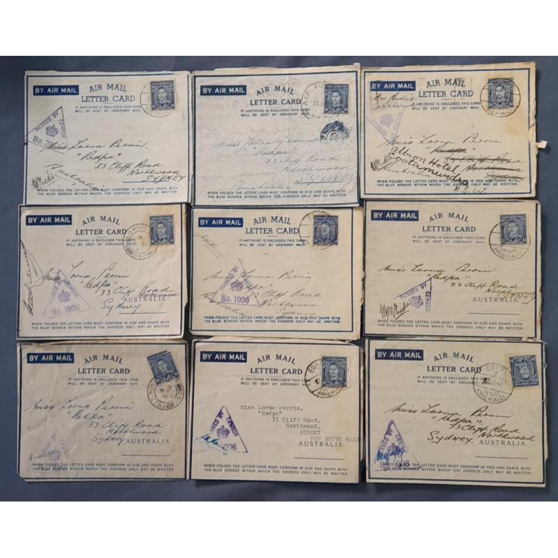 (TY1269L) AUSTRALIA · 1941/42 17x Air Mail Letter Cards mailed from