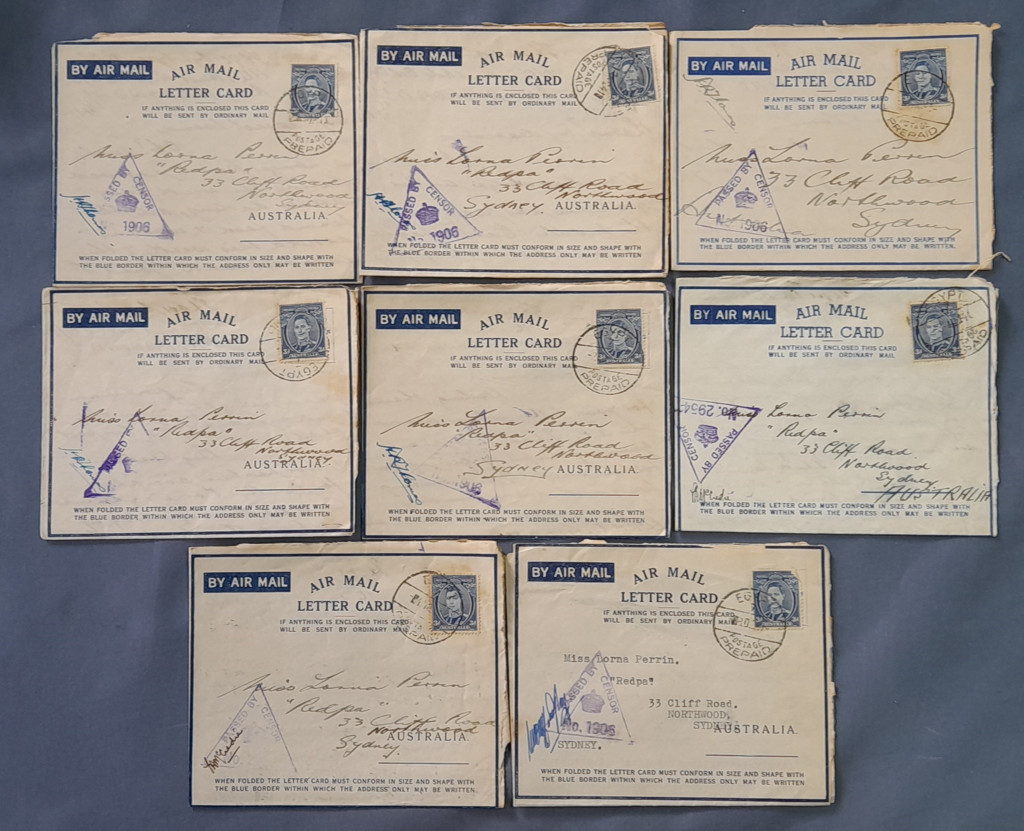 (TY1269L) AUSTRALIA · 1941/42 17x Air Mail Letter Cards mailed from