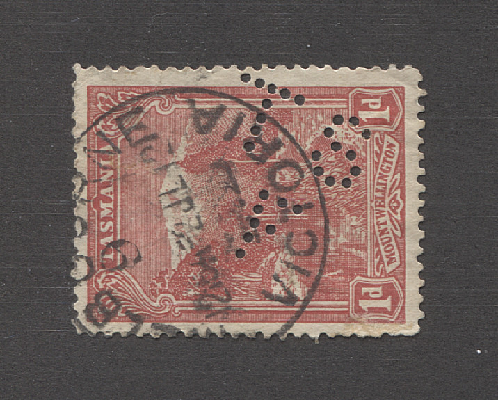 (TY15002) TASMANIA · VICTORIA 1912 1d Pictorial with TFS private