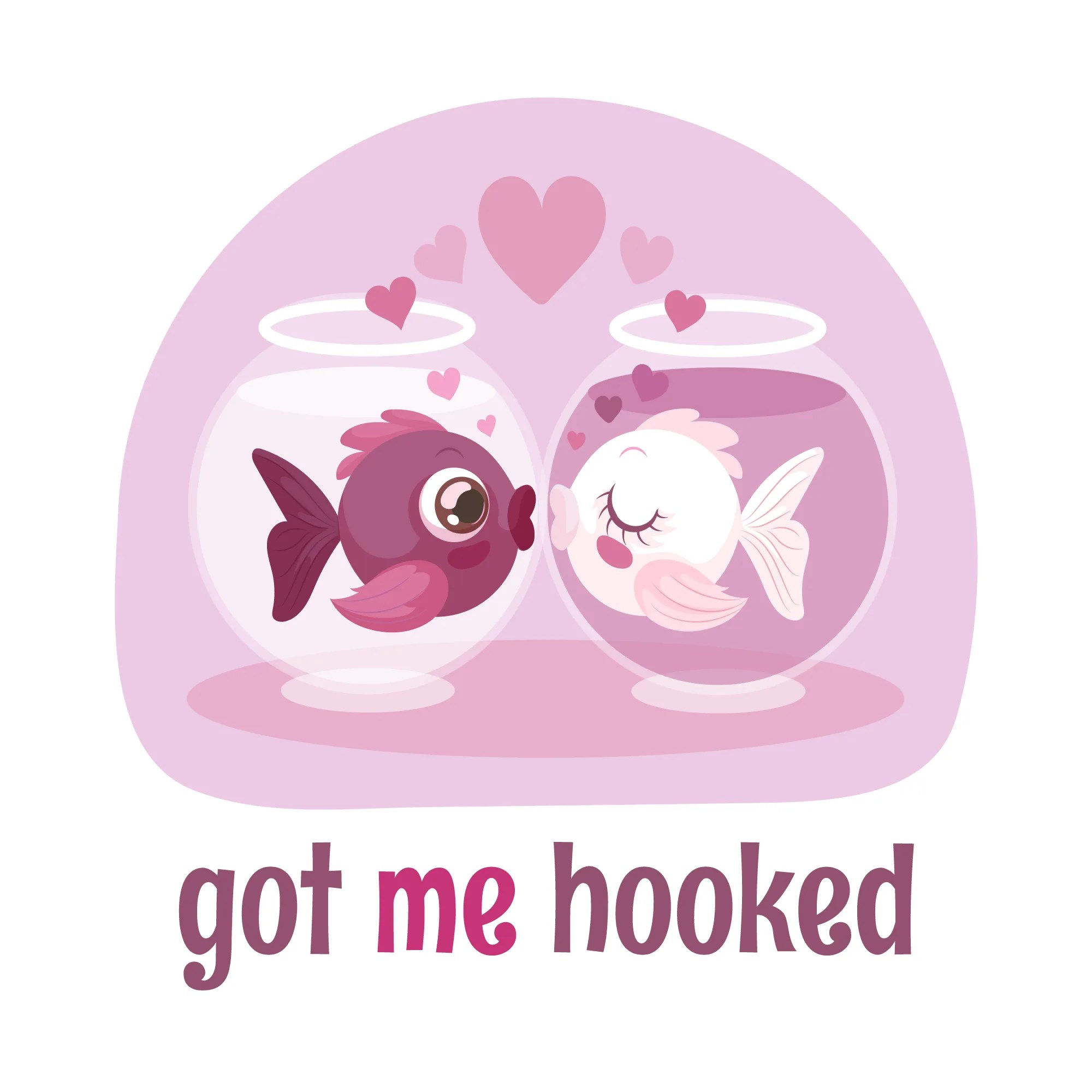 Fish kissing each other with phrase design tshirt design