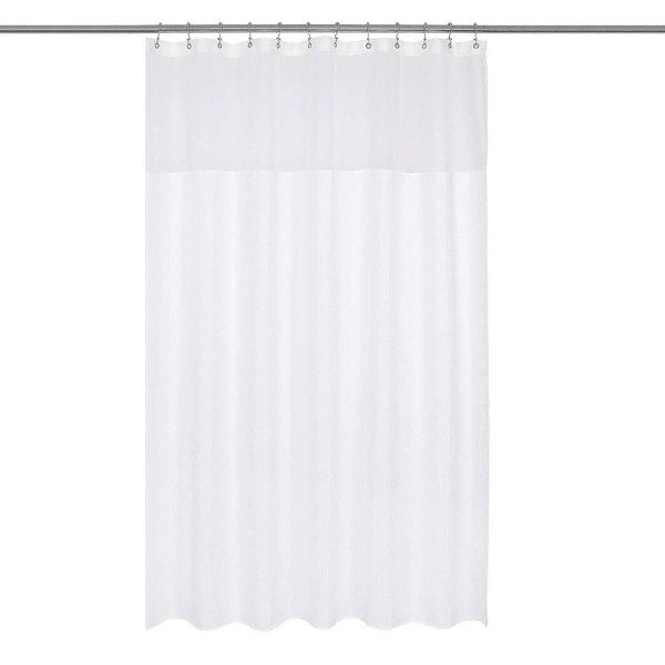 tshitolo Maisonware Heavyweight Fabric & Mesh Top Window Shower Curtain