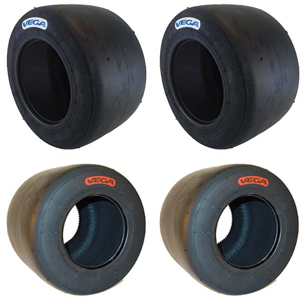 Go Kart Vega 6" Tires Vega MBH Red & MCH Blue Asphalt Oval Kart Tire Set