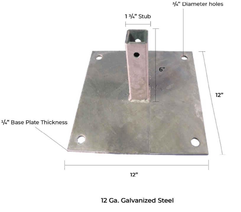 Surface Mounted Base for Square Tube Traffic Safety Supply Company