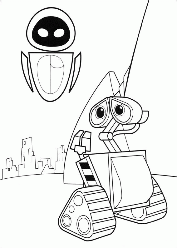 Desenho de Walle e EVA para colorir Tudodesenhos