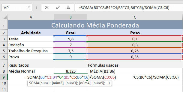 Como Calcular Médias Ponderadas no Excel Tudo Excel