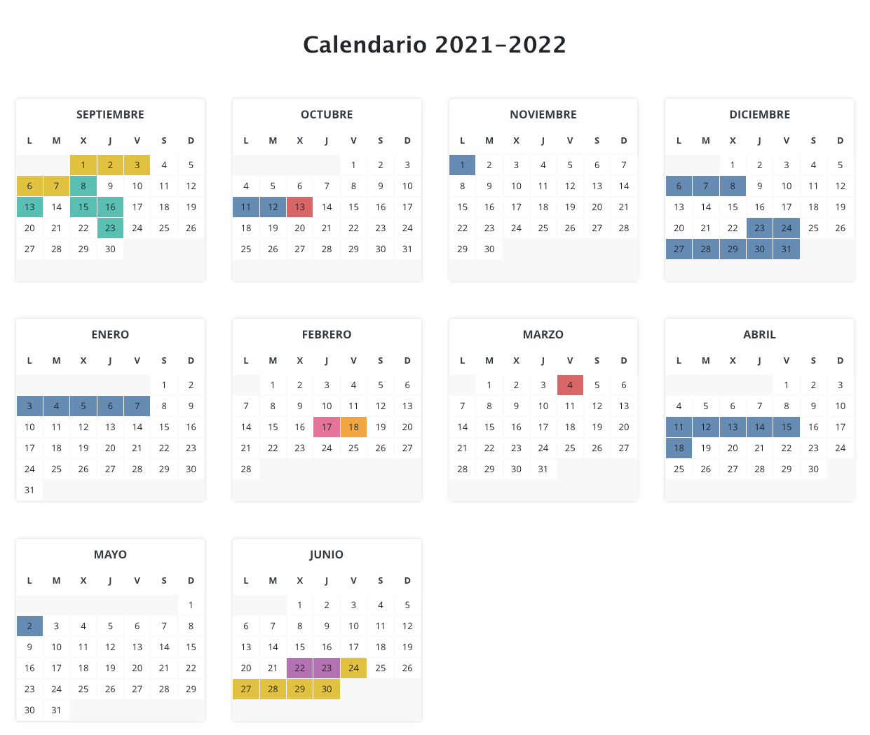 Calendario escolar 20222022, más de 70 plantillas y horarios para
