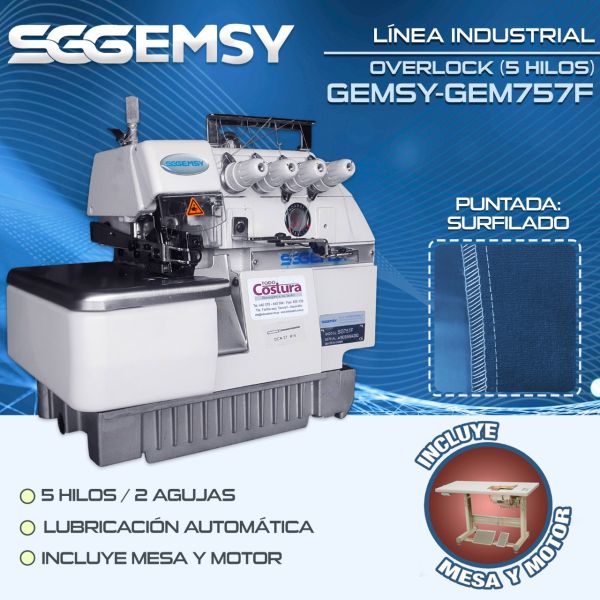 TUPI S.A. MAQUINA DE COSER GEMSY OVERLOCK INDUS. 5HILOS GEM770005