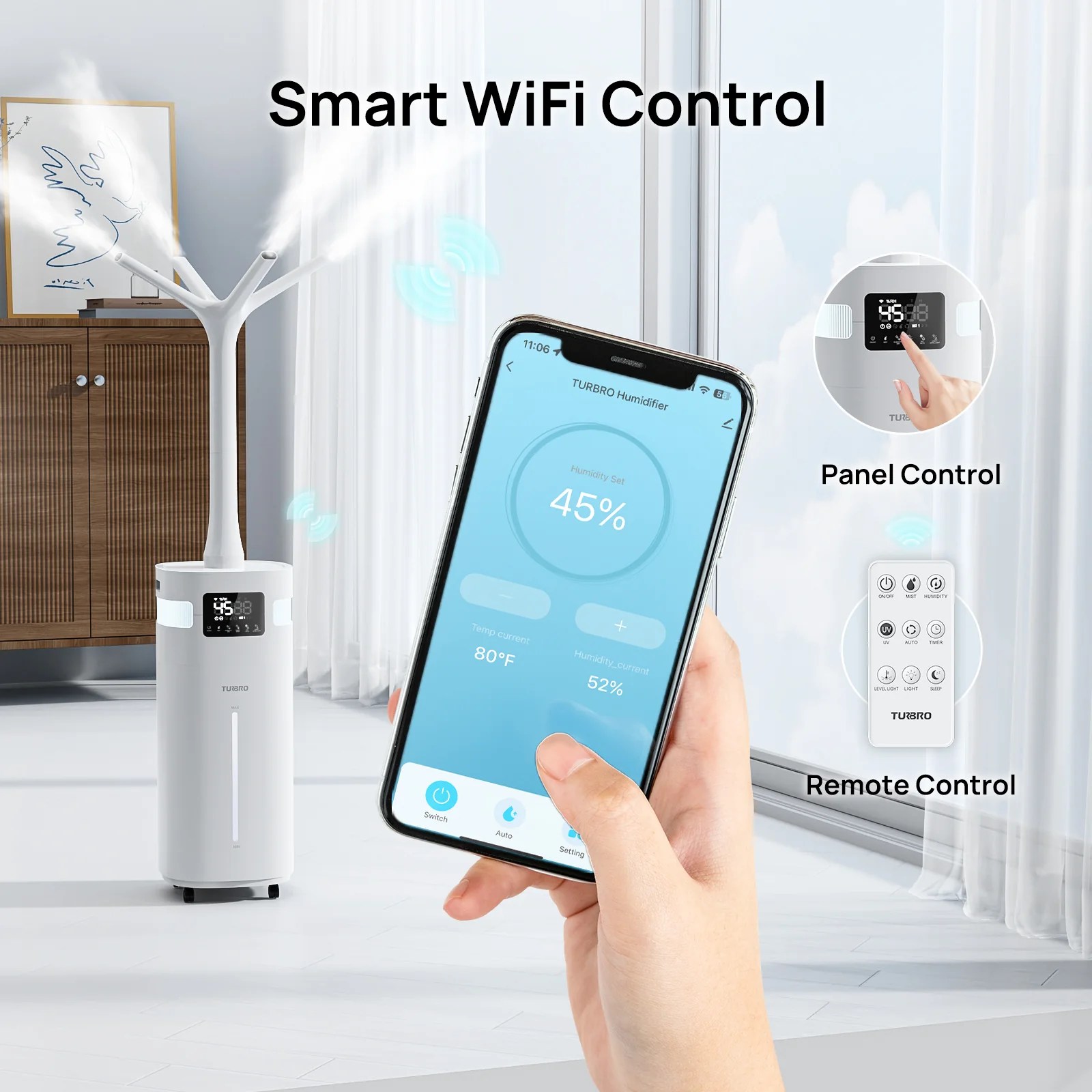 TURBRO Grow Room Humidifier with Humidistat, 5.3Gal/20L Ultrasonic Air
