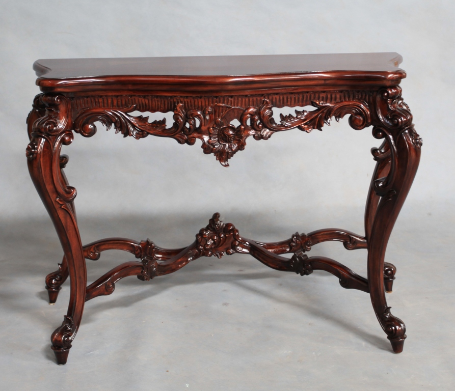 Solid Mahogany Wood Hand Carved Camelia Hall/Console Table Turendav