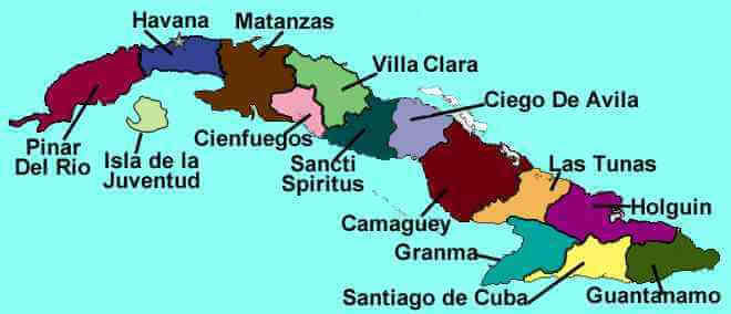 Map Of Cuba Provinces Cuba Map