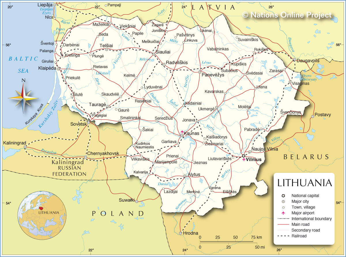 Map of Lithuania Map of Europe Europe Map