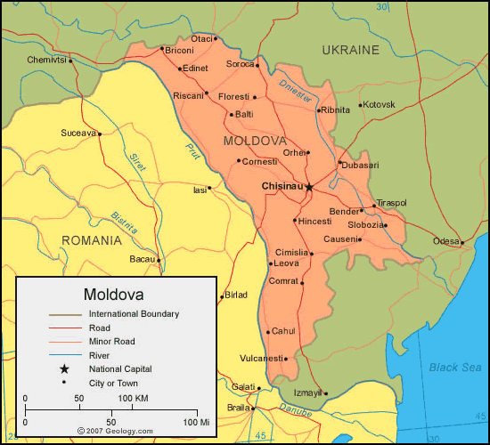 Map of Moldova and geographical facts World atlas