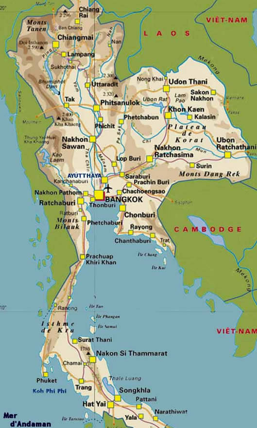 Thailande Geographie Carte Thailand Map