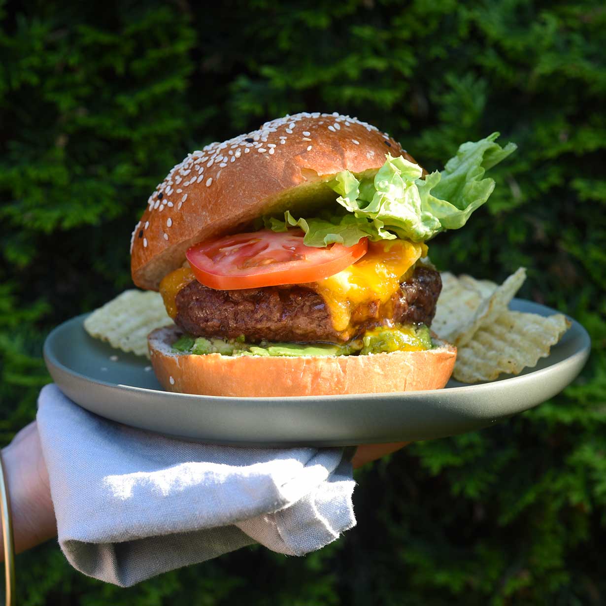 The West Coast Burger, Topped with Egg and Avocado (Recipe)