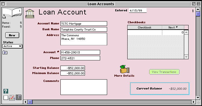 Goldenseal Accounting Software Reference Loan Accounts
