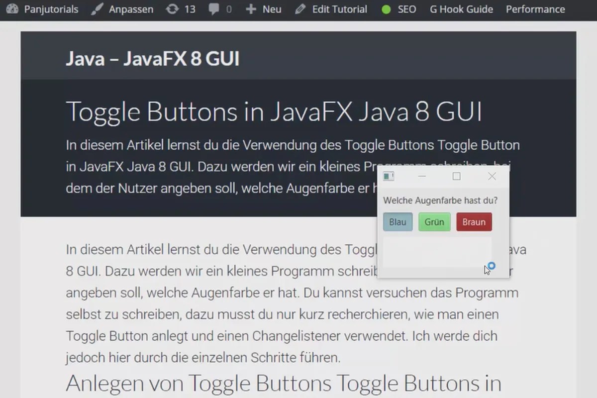 JavaFX Tutorials GUIEntwicklung
