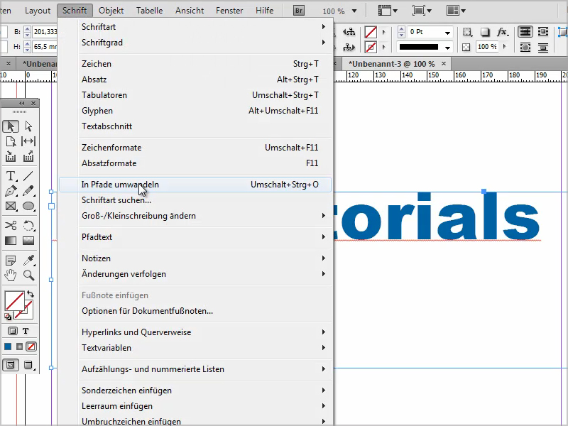 Adobe InDesign Texte schnell in Pfade umwandeln