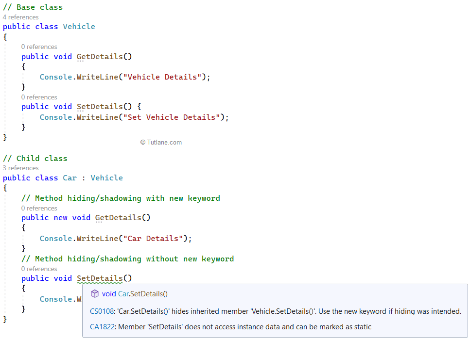 C Method Hiding or Shadowing with Examples Tutlane