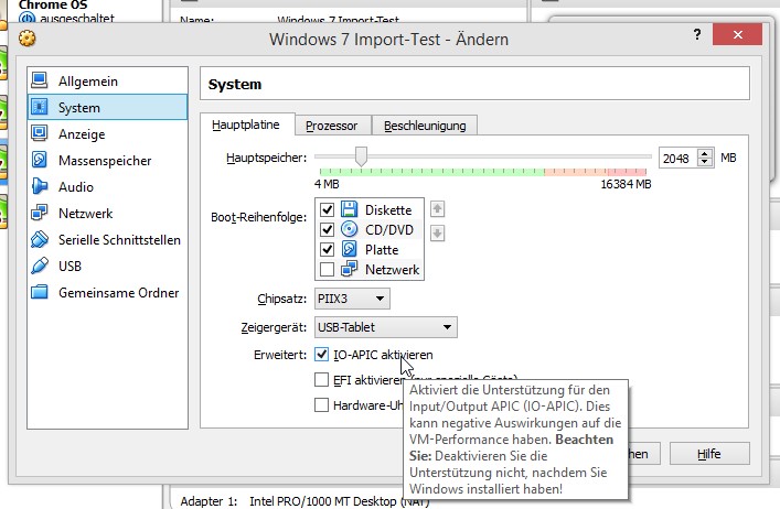 Anleitung Vorhandene virtuelle Maschine in VirtualBox einbinden