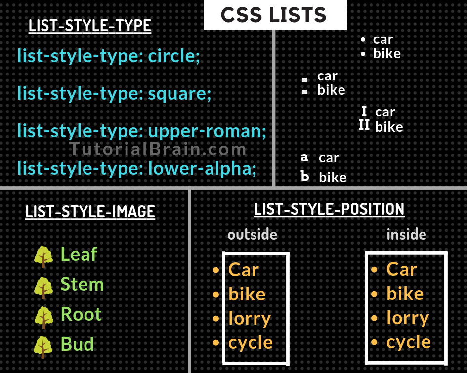 CSS Lists — TutorialBrain