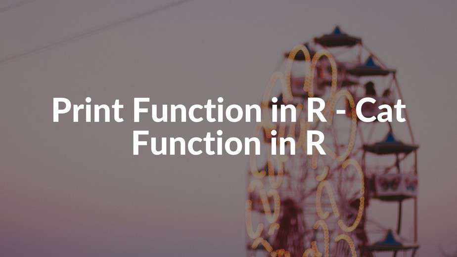 Printing in R Print Function Cat Function