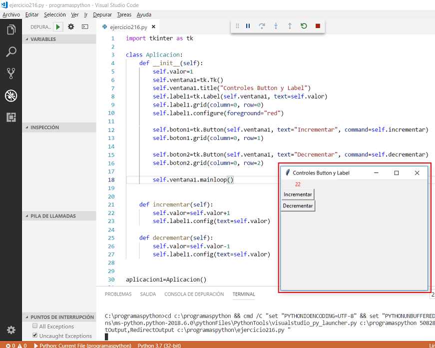tkinter controles Button y Label