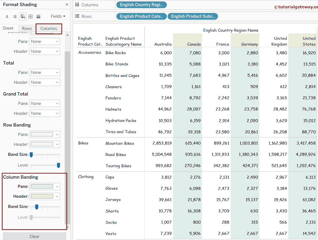 Add Alternative Column Colors in Tableau