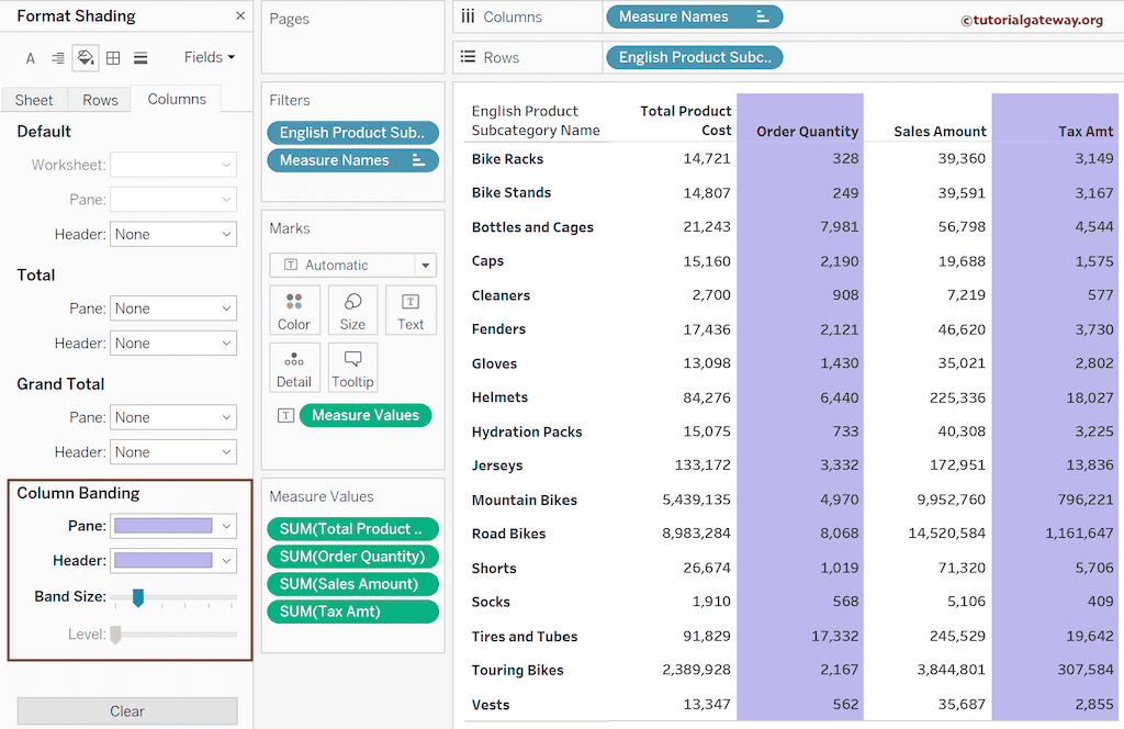 Add Alternative Column Colors in Tableau
