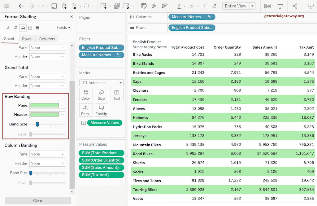 Add Alternative Row Color in Tableau