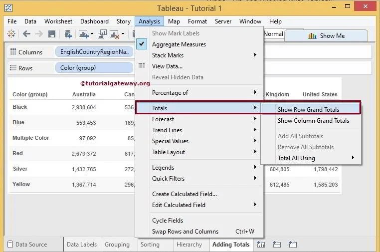 How to add Totals in Tableau