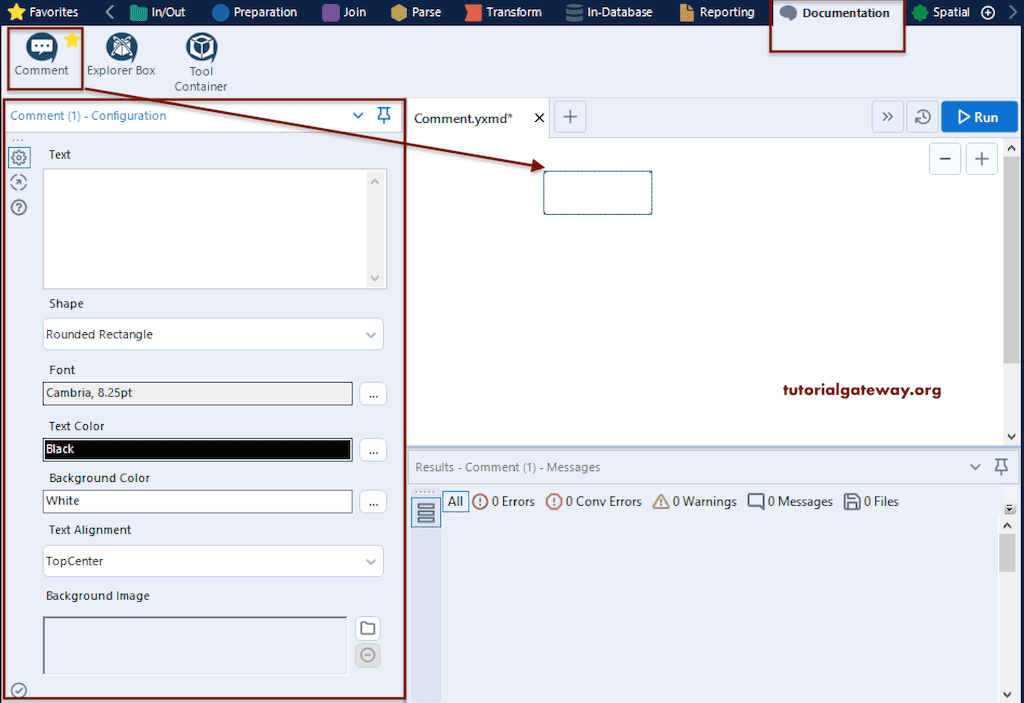 Alteryx Comment tool